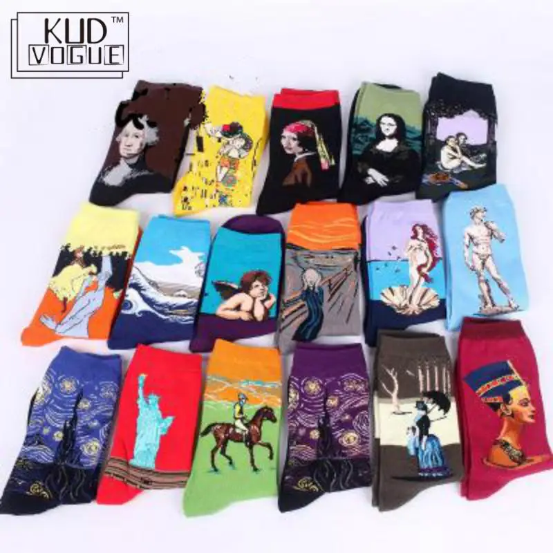 Новые 3d художественные Носки с рисунком в стиле ретро унисекс для женщин и мужчин