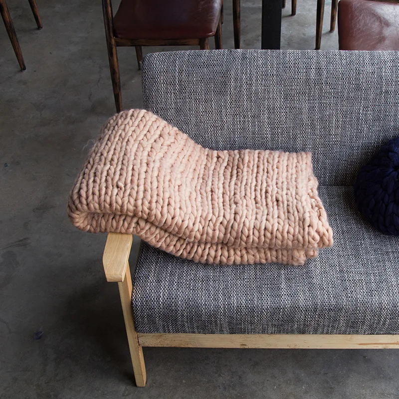 Soft Thick Line Giant Yarn Knitted Blanket Hand Weaving Photography Props Blankets CrochetLlinen Knitting Throw | Дом и сад