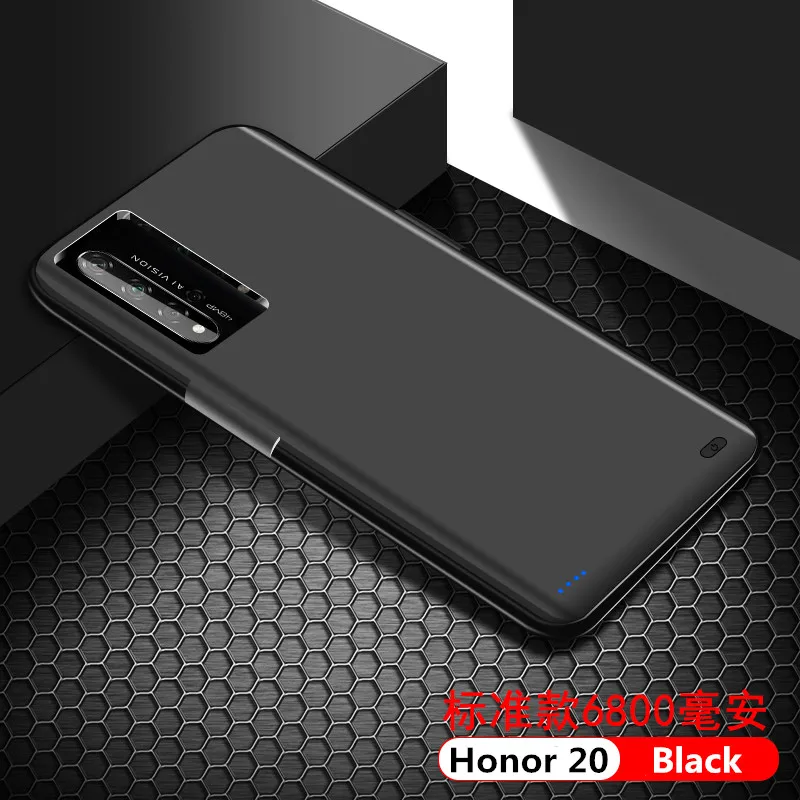 Чехол для аккумулятора 6800 мАч для huawei Honor 20, внешний аккумулятор, чехол для зарядки, внешний аккумулятор, чехол для huawei Honor 20 Pro, чехол для питания - Цвет: Black for Honor 20