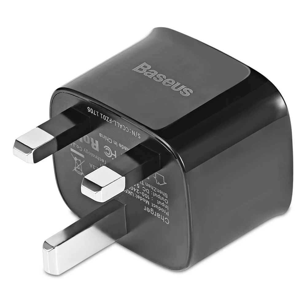 BASEUS фунзи Dual USB 2.4a Smart Travel Зарядное устройство Великобритании Подключите смартфон