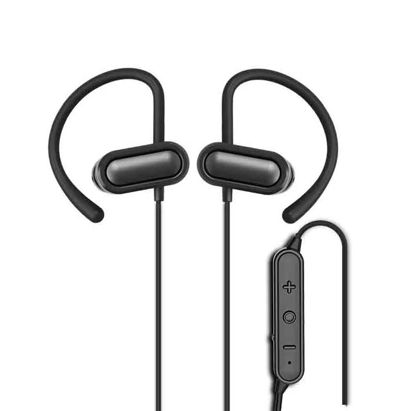 Bluetooth 5,0, беспроводные наушники, наушники, 3D стерео, музыка, звук, игровой, спортивный, фильм, ушной крючок, шейный ремешок с микрофоном для смартфона - Цвет: Black