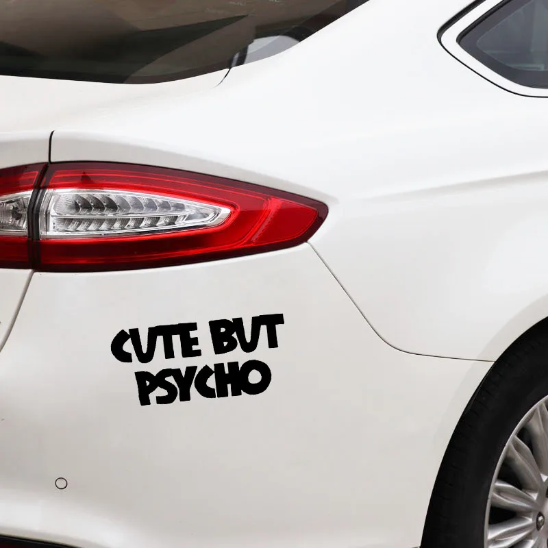 

YJZT 15.8CM*7CM Fashion Reflective Cute Bbut Psycho Car Sticker Black Silver Vinyl Decal C11-1737