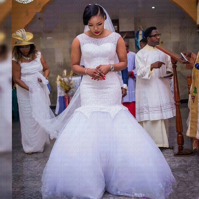 

2019 New Amazing Beading African Mermaid Wedding Dress Elegant Wedding Gown