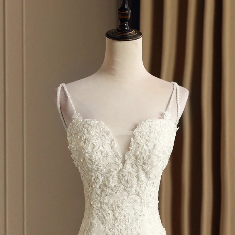 Элегантное платье с v образным вырезом кружево бисером и хрусталем Vestidos De Novia