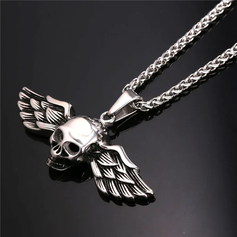 U7 Античный Череп Подвеска С Цепочкой Ожерелье Мужчины Ювелирные Изделия Цепи &amp