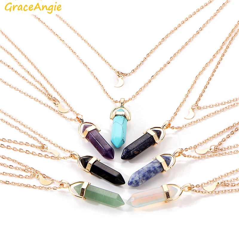 GraceAngie 1 шт. двухслойная многоцветная Подвеска из натурального камня ожерелье