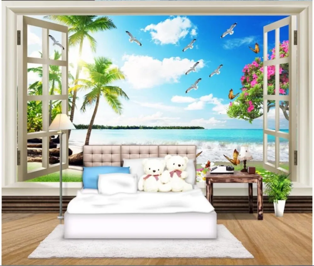 3d обои на заказ фотообои окно романтическое Коко пейзаж домашний декор фон для