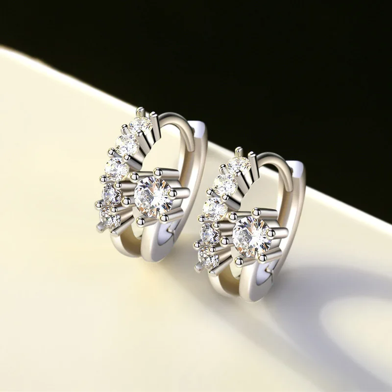 JYouHF 2020 Small Shiny Cubic Zirconia Earrings for Girls Beautiful White Gold Plated Crystal Hoop Fashion Jewelry Gift | Украшения и