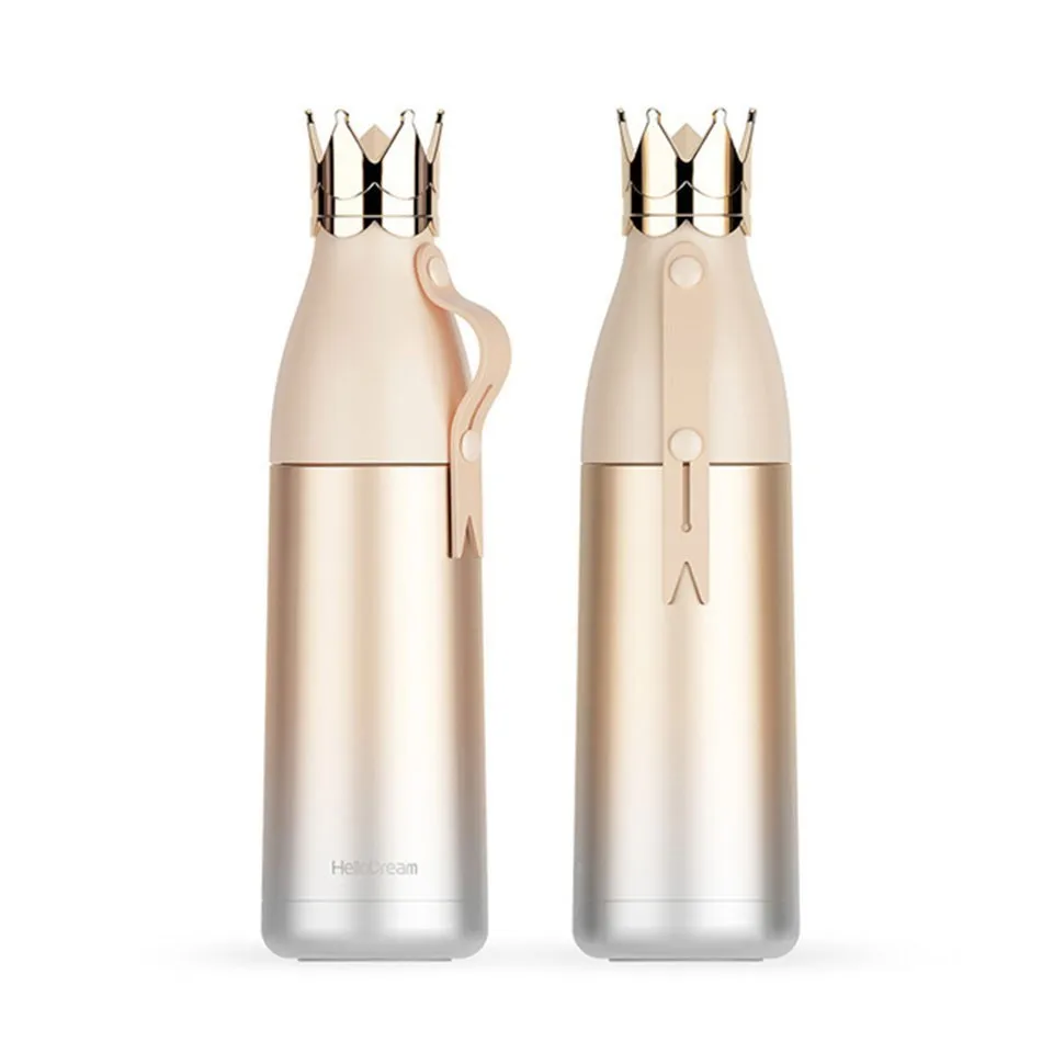 Creative Cute Crown Lid Stainless Steel Water Bottle Outdoor Travel Car Thermos Bottle For Water Bridemaid Gift Cup