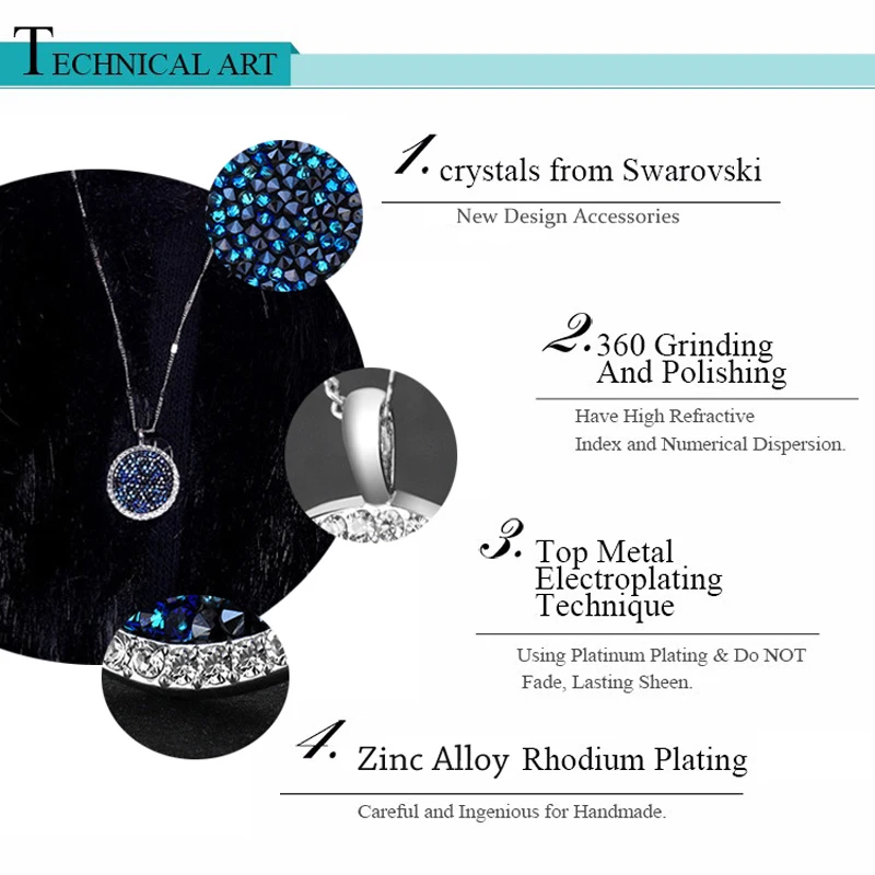 Роскошные подлинные кристаллы Swarovski макси круглое ожерелье с кулоном серебряный