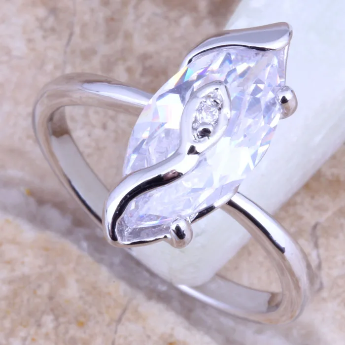 Кольцо с гальваническим покрытием из белого циркона Размер 5 / 6 7 8 9 R1539 | Украшения