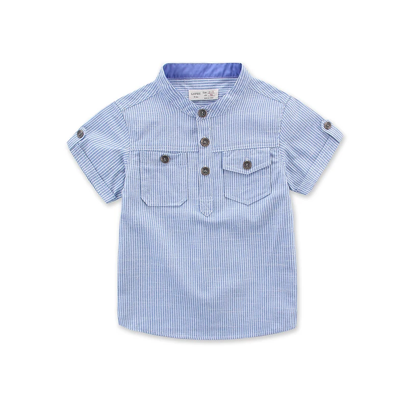 Рубашка в клетку с коротким рукавом для мальчиков европейском стиле|baby boy shirt|boy