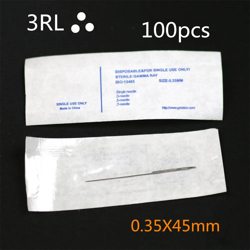 100-pack одноразовые стерильные татуировки круглый вкладыш иглы 3RL, идеально подходит для 2011 M9 машина для перманентного макияжа