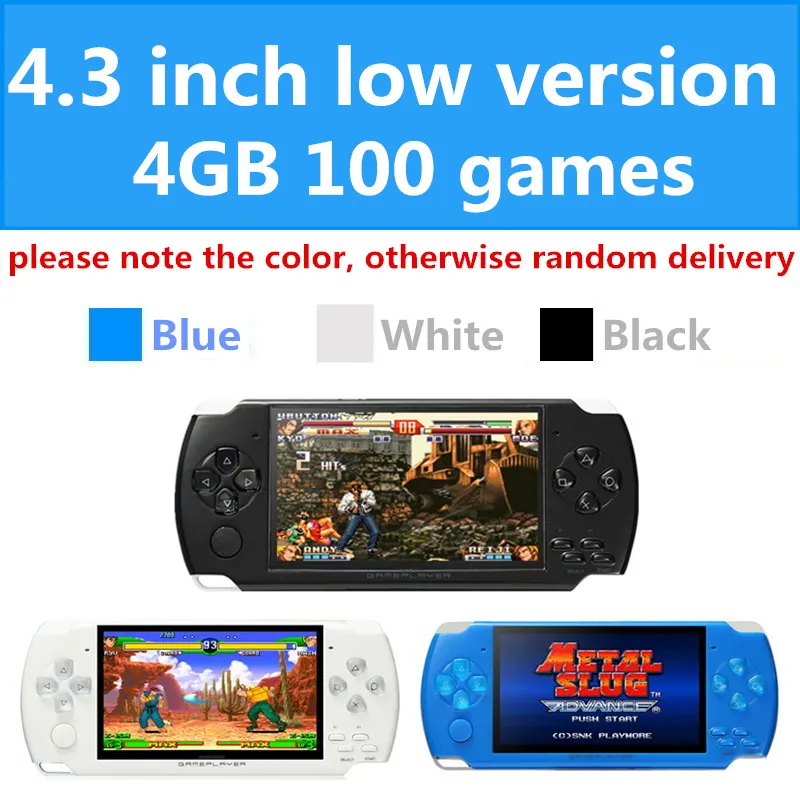 4.3 inch 100 games Классная 4,3 дюймовая цветная игровая консоль 40 ГБ, встроенная в 7500, игра для ps1/gg/cps/neogeo/gba/gbc/GB/snes/nes/sega, видео игровая Консоль MP4 - Цвет: 4.3 inch 100 games