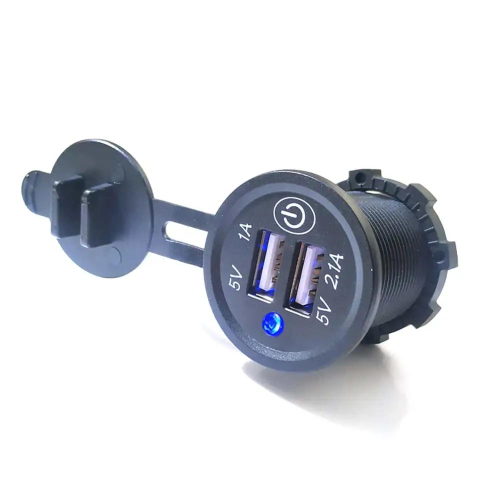 DC12V-24V Автомобиль Грузовик Мотоцикл лодка прикуриватель двойной USB зарядное устройство адаптер питания от сети штекер с сенсорным переключателем Универсальный