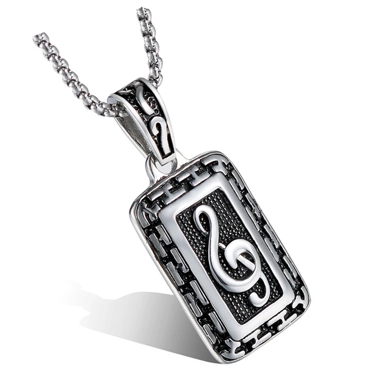 CHUKUI, Новое поступление, тройной Клиф, музыкальная заметка, мужское ожерелье, нержавеющая сталь, литье, ювелирное изделие, винтажное, серебряное, музыкальное ожерелье с подвеской, s