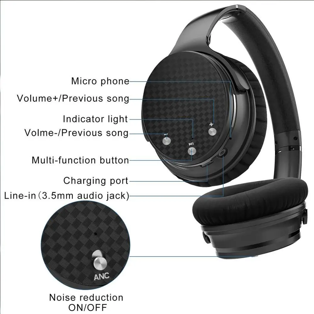 Bluetooth наушники с активным шумоподавлением складные микрофоном|Наушники и