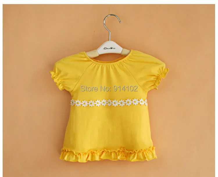 Комплекты летней одежды с цветочным принтом для маленьких девочек желтая
