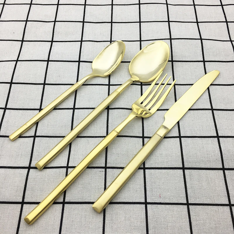 Высококлассный Золотой набор столовых приборов из нержавеющей стали Gracile нож для