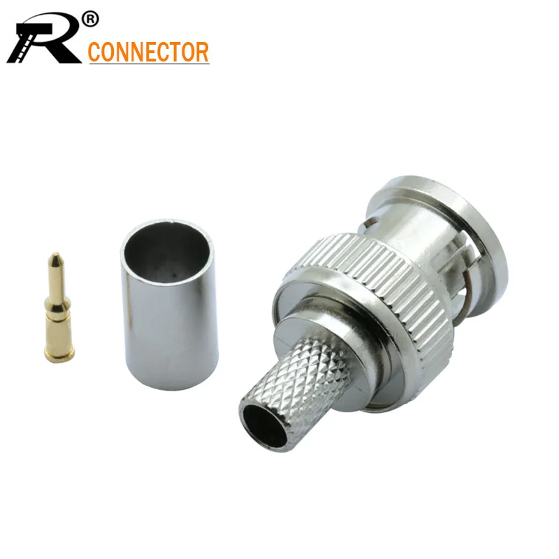 

50pcs BNC MALE CRIMP TYPE CONNECTOR FOR CCTV SYSTEM BNC FEMALE JACK COUPLER CONNECTOR RG58/RG59/RG6