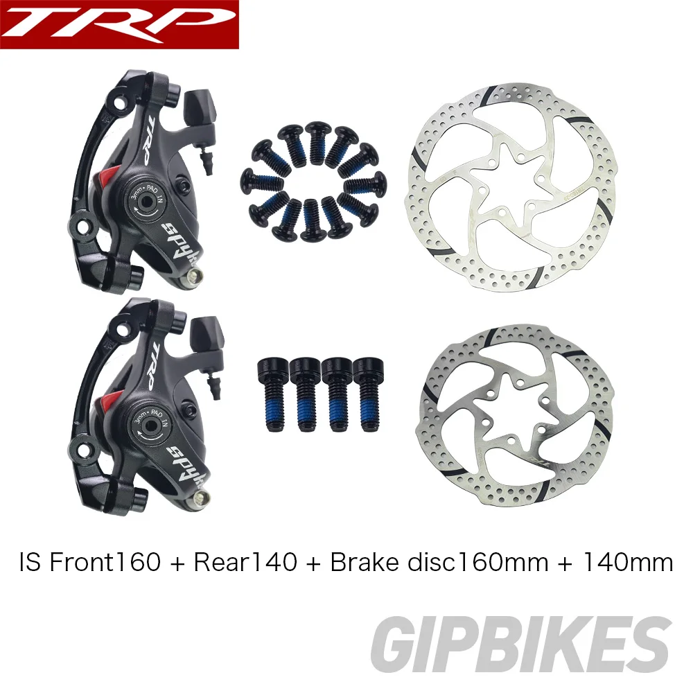 F160R140 disc160 140 TRP SPYKE сплав механические дисковые тормоза суппорт Spyke черные суппорты передние/задние/пара w/или w/o 160 мм диск с адаптером винты - Цвет: F160R140 disc160 140