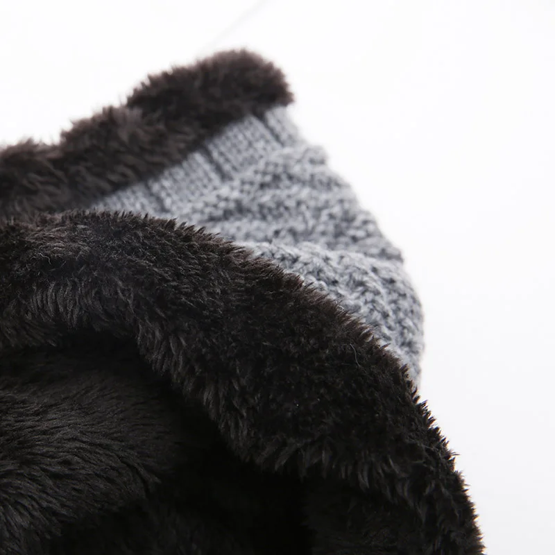 Мужская зимняя шапка 2019 Модная вязаная черная Осенняя толстая и теплая