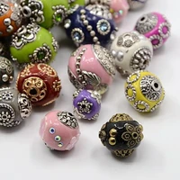100pcs 11 21mm handmade indonesia beads with alloy cores round mixed style mixed color diy jewelry making handicrafts supplies