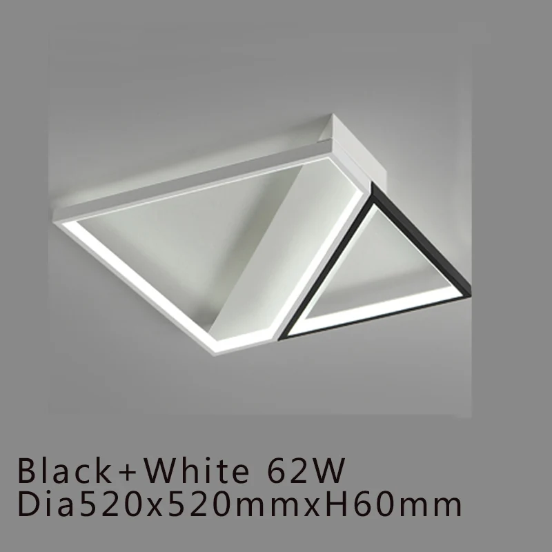 Dia52x52cm 62W Современные светодиодные потолочные лампы для гостиной, потолочный светильник с пультом дистанционного управления, заподлицо, кухонная лампа, внутреннее освещение, спальня - Цвет корпуса: Dia52x52cm 62W