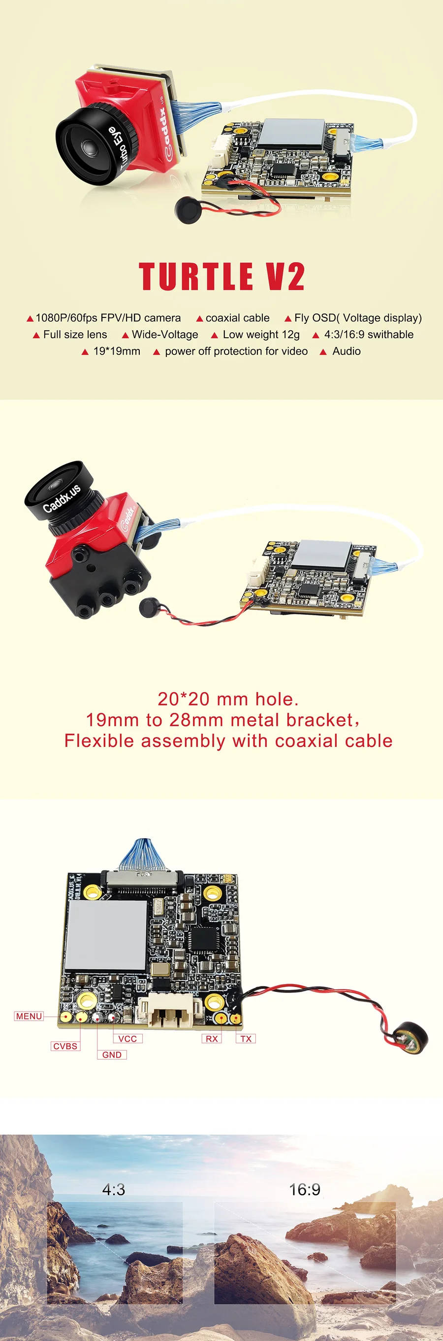 CADDX черепаха V2 камера 1/2. 7 дюймов 800TVL NTSC/PAL переключаемый CMOS сенсор FPV камера для дистанционного управления игрушка RC вертолет автомобиль