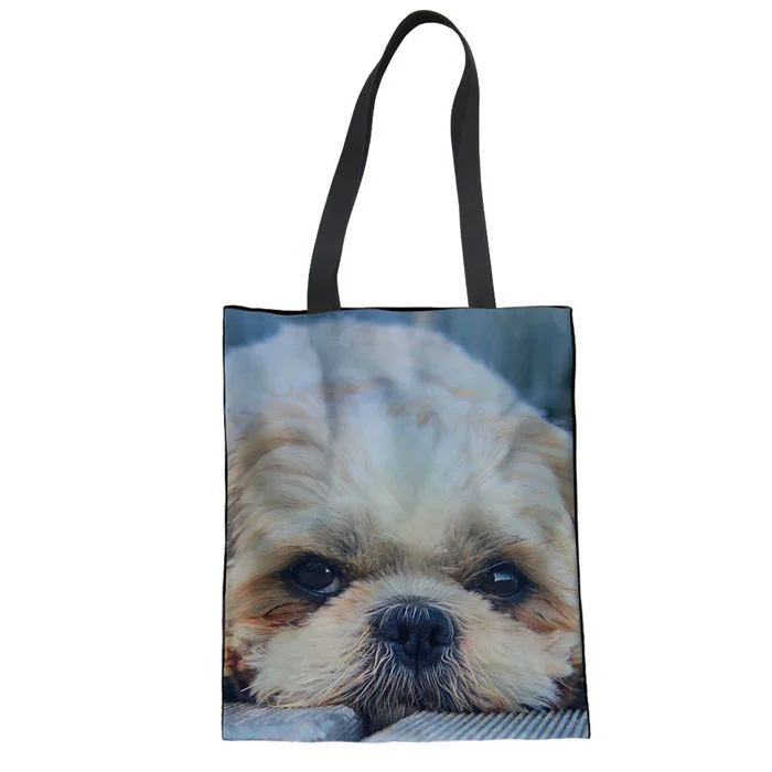 LMF3530Z22 WHEREISART Shih Tzu женская сумка для покупок с принтами собак, сумка через плечо для женщин, сумка на каждый день, женская сумка на плечо - Цвет: LMF3530Z22