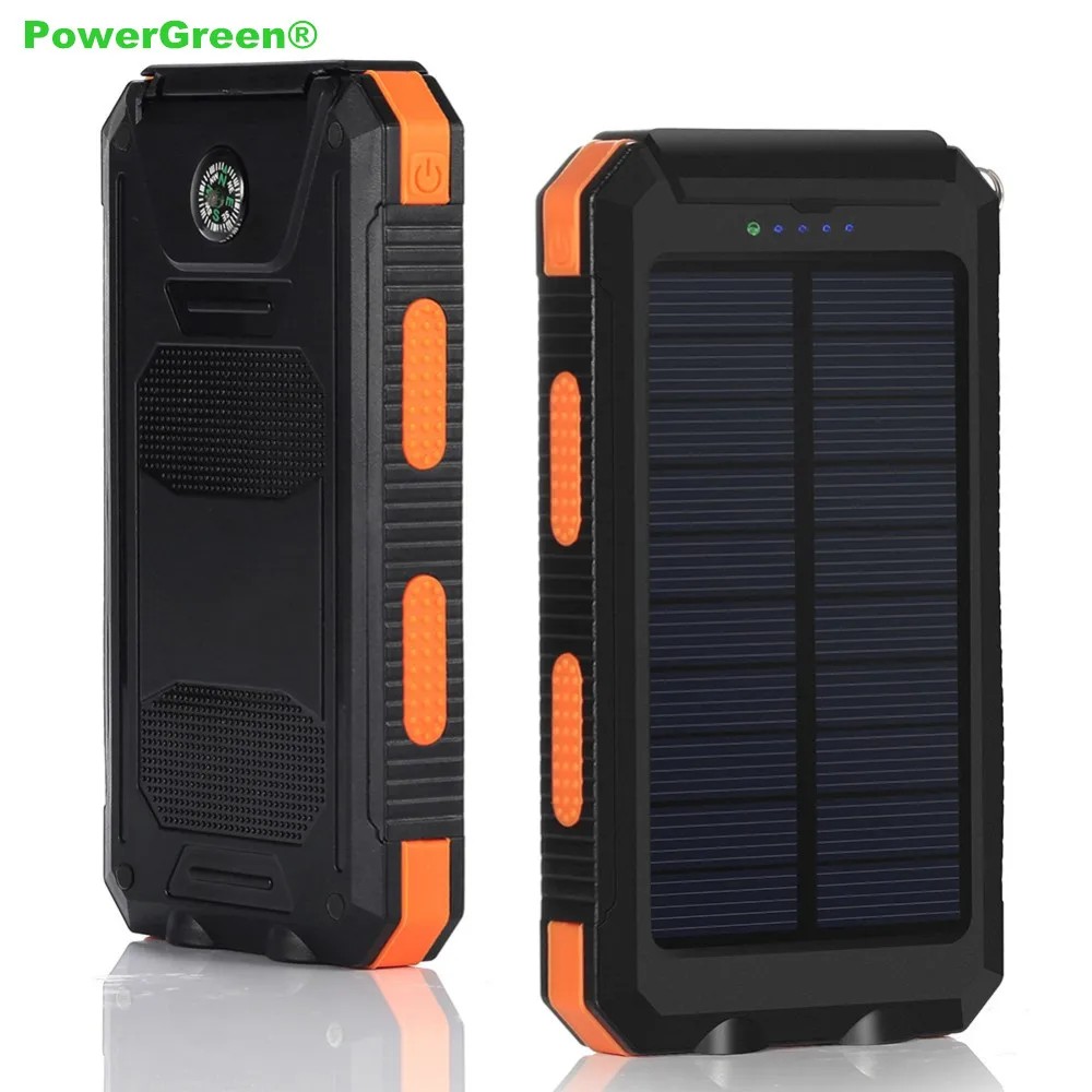 2021 PowerGreen портативный фонарик дизайн 10000 мАч Внешняя батарея телефона Солнечная USB
