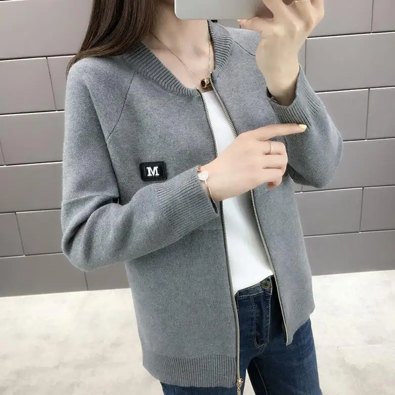 Women Cardigan New Fashion Autumn Casual Long Sleeve zipper Short Knitted Sweater Cardigan Coat For Women knit Jacket Tops