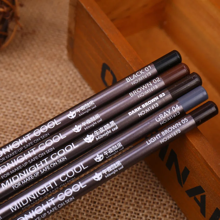 5 цветов водостойкие косметические карандаши для бровей темно серый черный