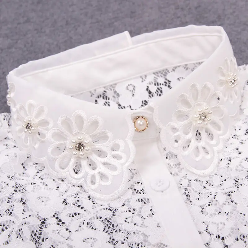 Ложная Рубашка с ложным воротником женский свитер со съемным винтажная белая