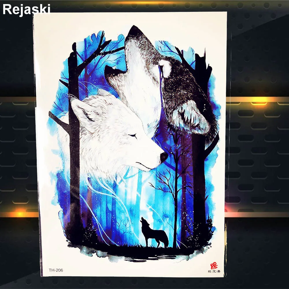 Временная татуировка для женщин и мужчин Galaxy Blue Wolf Fox наклейки макияжа поддельные