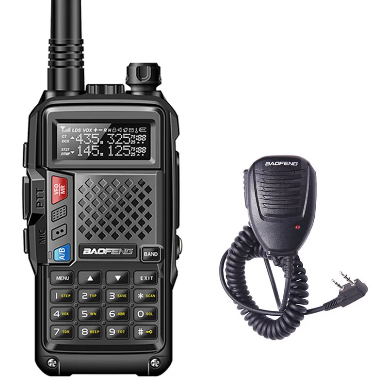 black add speaker BAOFENG BF-UVB3 Plus 8 Вт портативная рация UHF/VHF Двухдиапазонная 10 км дальняя мощная рация передатчик трансивер - Цвет: black add speaker