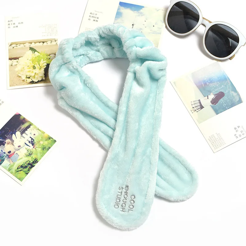 Mint Green Женский бантик из кораллового флиса, повязка на голову с крестиком для мытья лица, макияж, банная маска, повязка на голову, эластичные мягкие аксессуары для волос в виде тюрбана - Цвет: Mint Green