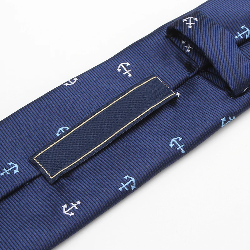 Мужские галстуки с рисунком Якорь синие тонкие 5 см дизайнерские брендовые