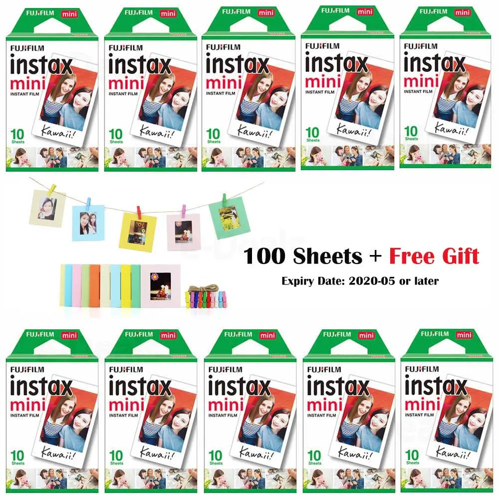Белая пленка Fujifilm Instax Mini 10 100 листов мгновенная фотобумага для Fuji 9 8 7s 70 25 50s 90