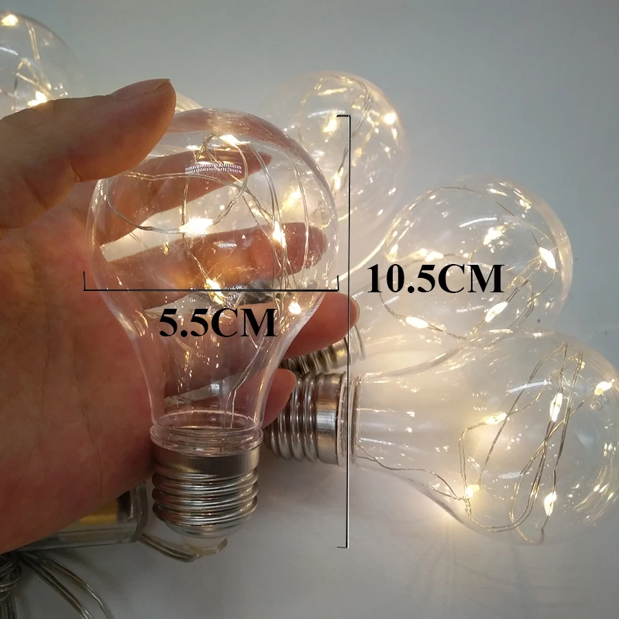 

BEIAIDI 4M 10pc Big Globe Bulb Led String Lights AA Battery Christmas Fairy String Garland Wedding Party Garden Patio Lighting