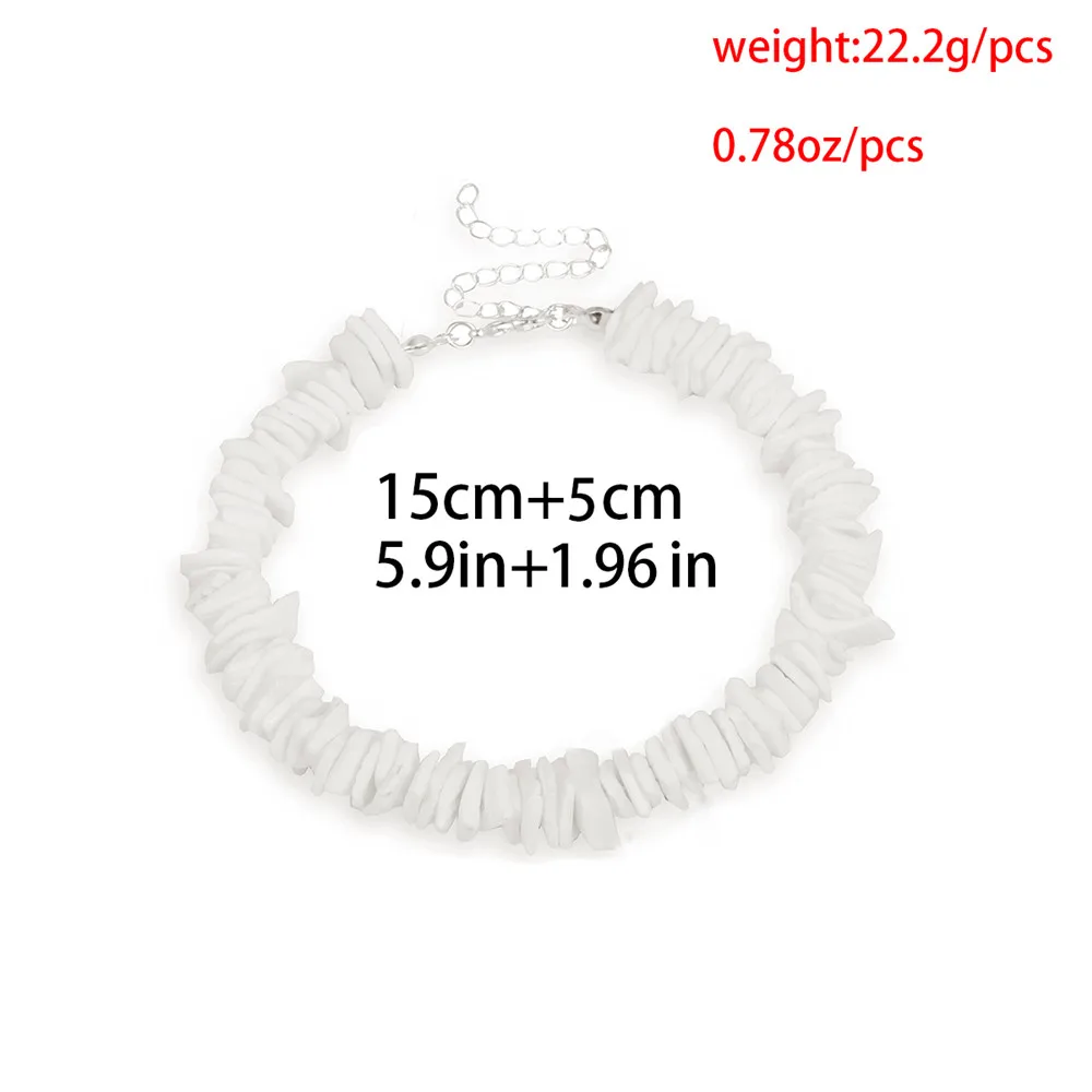 Bohemian Hawaii Puka White Clam Chips Shell Necklace Irregular Chips Seashell Choker Necklace Summer Beach Statement Jewelry