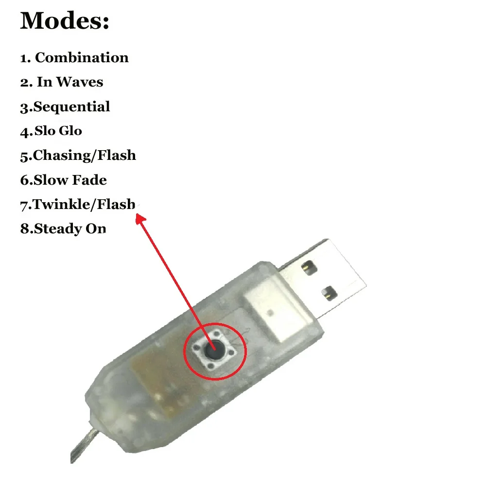 Цветная гирлянда KINLAMS 8 режимов 33 фута 10 м 100 светодиодов 5 В USB серебристый медный