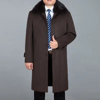 2022 high quality men wool overcoat winter cashmere long coat real rabbit fur wool blend coat mens peacoat long jacket men m 4xl