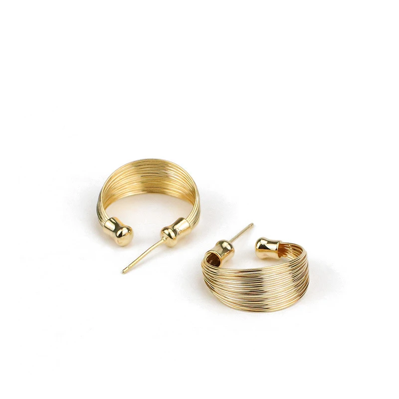 Женские массивные серьги гвоздики GWACC золотистые металлические оригинальные