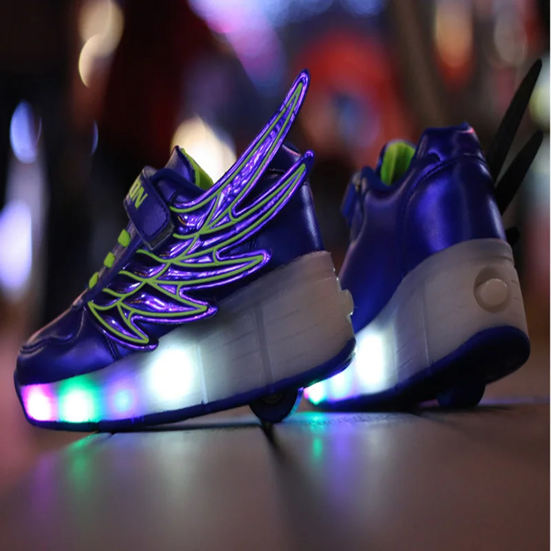 Теннисные кроссовки Heelys; весенняя обувь с двойными колесами; Светодиодный светящийся кроссовки; детская обувь для мальчиков и девочек; Студенческая прогулочная обувь - Цвет: LED Luminous 002