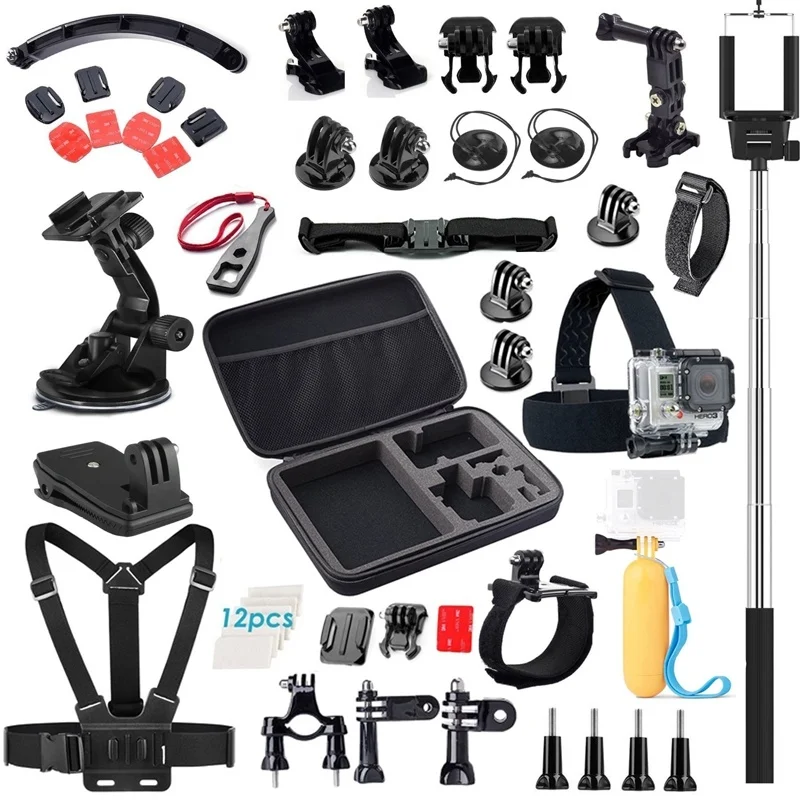 YOTEBO Accessories Head Chest strap Large size carry bag Monopod pole 360 Rotary Quick Clip Three-way Arm for Gopro Hero 4 3+ 3 |