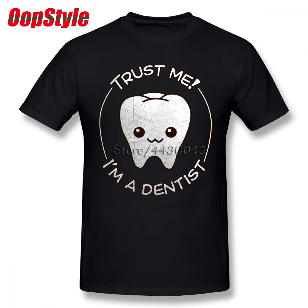 Мужская хлопковая футболка Funny Tooth Trust A Dentist большие размеры 4XL 5XL 6XL Camiseta | одежда