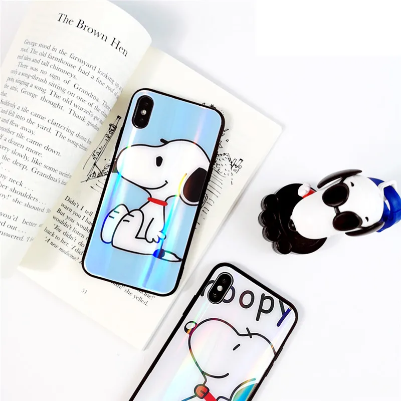 Роскошные площади Стекло чехол для телефона iPhone X 8 Plus милая собака шаблон 6 6s 7
