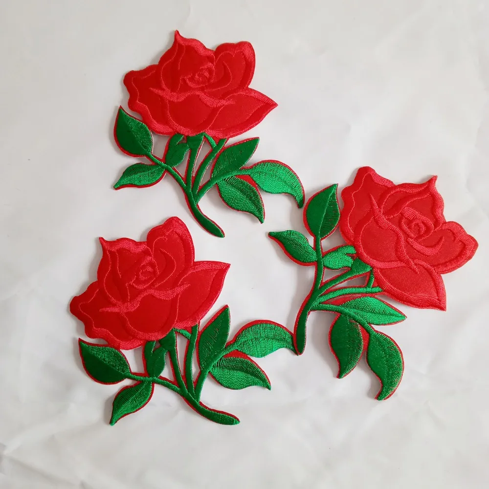 10 шт. новая Красная Зеленая Роза одежда патчи с железной вышивкой Сделай Сам