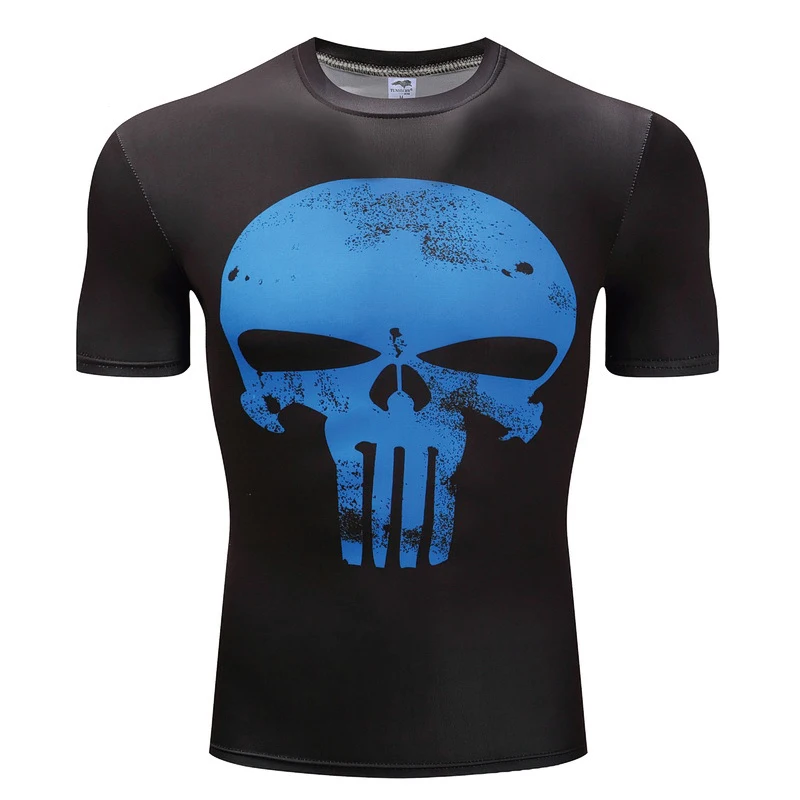 2019 New Mens Summer Skull Print Men Short Sleeve T-shirt 3D T Shirt Casual Breathable Plus-size | Мужская одежда